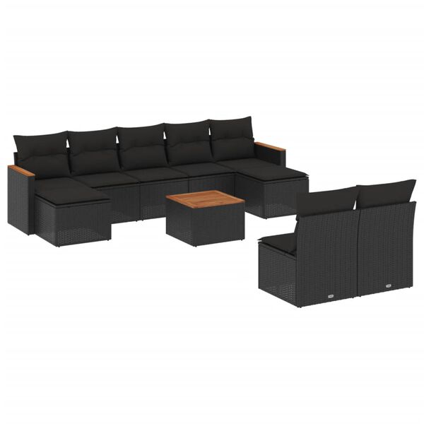 vidaXL Garden Sofa Set Black