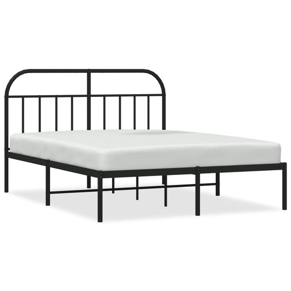 vidaXL Bed Frame Black Powder-coated steel Double Bed Frame