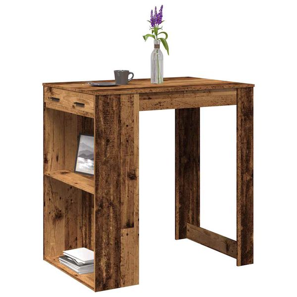 vidaXL Bar Table Old wood Engineered wood Medium Bar Table Rectangular