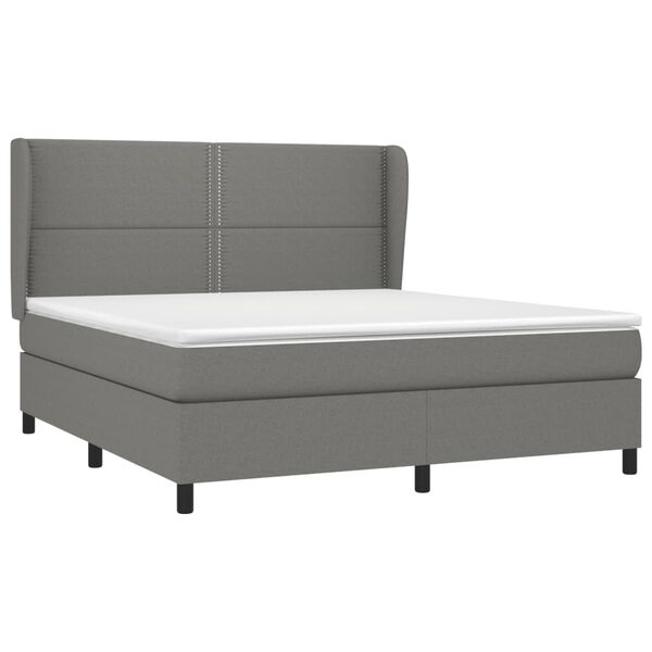 vidaXL Box Spring Bed Dark Grey, White