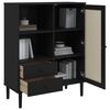 vidaXL Highboard Black Solid pine wood, engineered wood, poly rattan