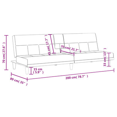 vidaXL Sofa Bed with Cup Holders Black Fabric