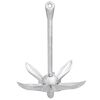 vidaXL Folding Anchor with Rope Silver 3.3 lb Malleable Iron