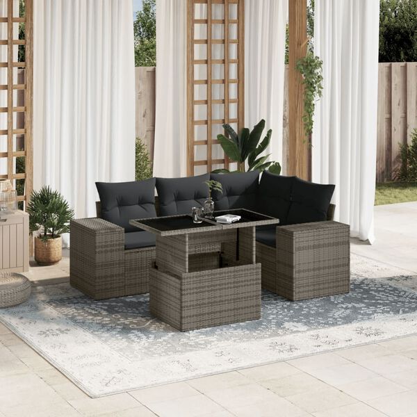 vidaXL Garden Sofa Set Grey, Dark grey