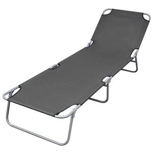 vidaXL Sunlounger Grey Powder-coated steel 74.4 x 22.8 x 10.6 in