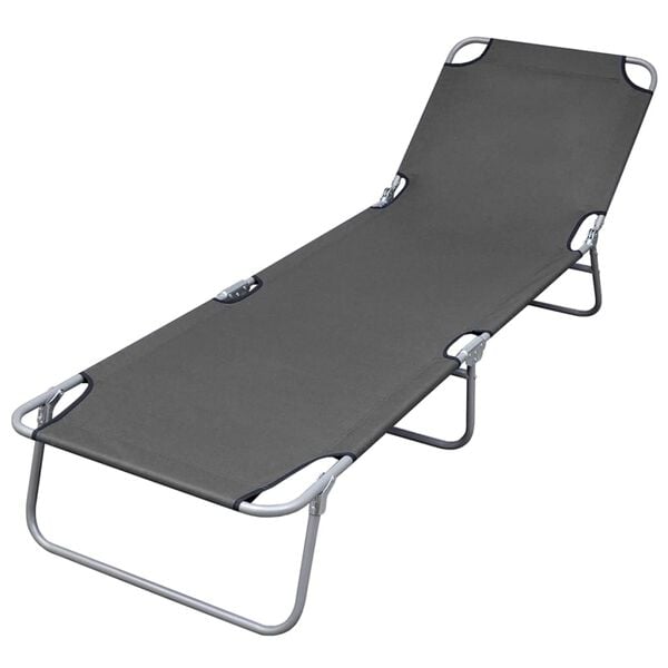 vidaXL Sunlounger Grey Powder-coated steel 74.4 x 22.8 x 10.6 in