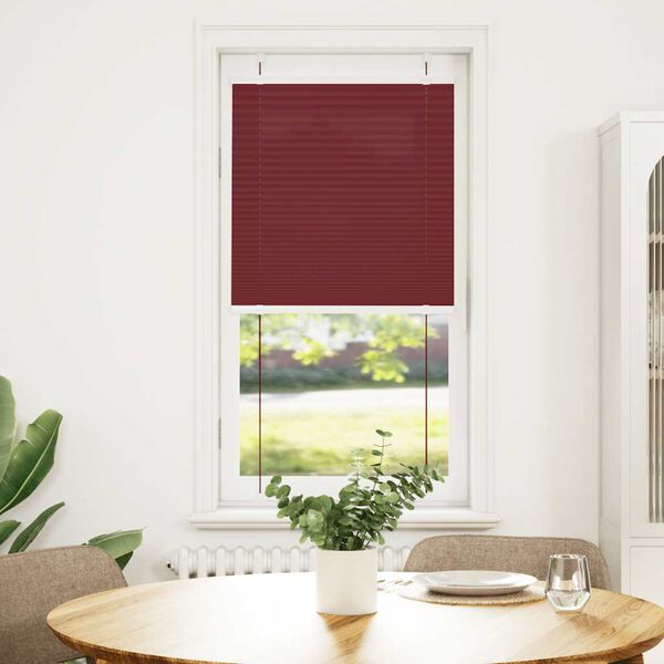 vidaXL Pleated Blind Bordeaux Red 100% Polyester 25.6 x 59.1 in