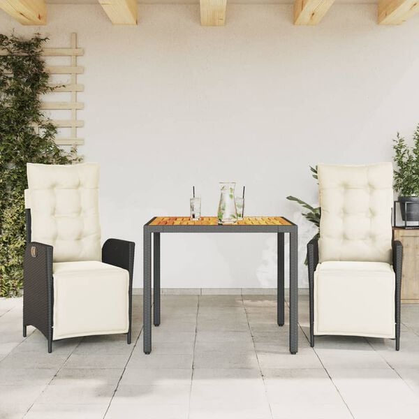 vidaXL Garden Dining Set Black, Cream white