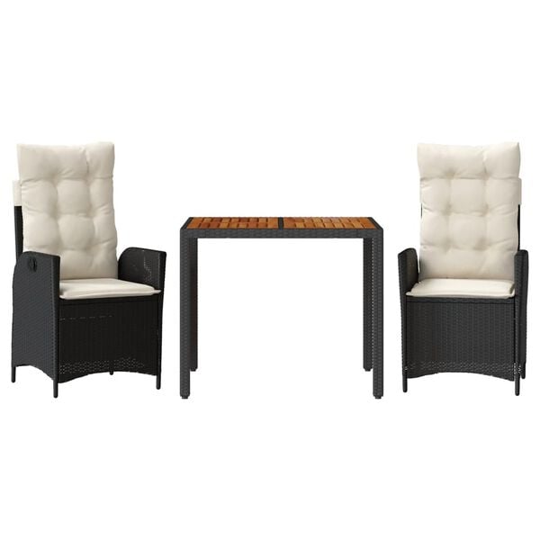 vidaXL Garden Dining Set Black, Cream White