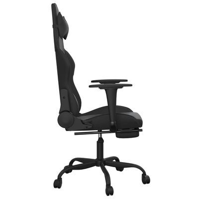 vidaXL Massage Gaming Chair with Footrest Black Faux Leather
