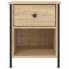 vidaXL Bedside Cabinet Sonoma Oak Engineered Wood, Iron Compact Modern