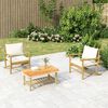 vidaXL Garden Lounge Set Bamboo with cream white cushions
