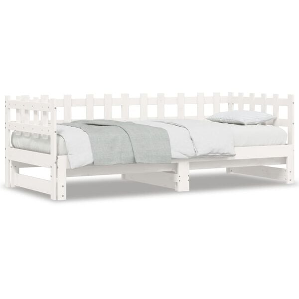 vidaXL Day Bed White Solid pine wood S