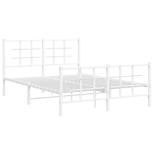 vidaXL Bed Frame White Powder-coated Steel 55.1 x 74.8 in Bed Frame