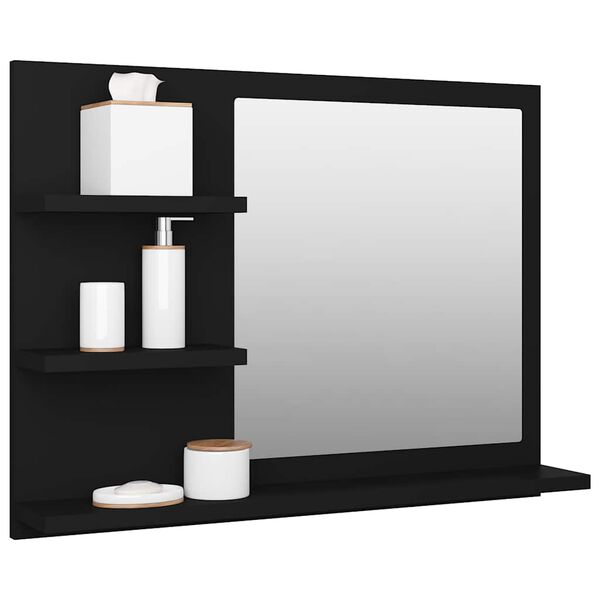 vidaXL Mirror Black Engineered wood Medium Wall mounting