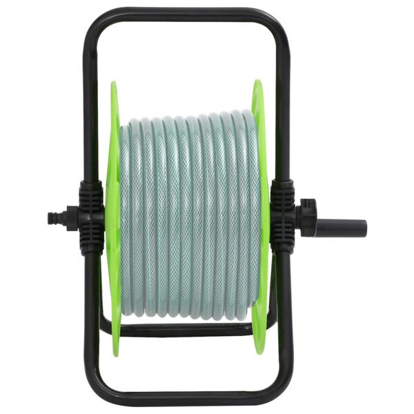 vidaXL Free Standing Green Hose Reel for 147.6 ' 1/2" Hose Steel