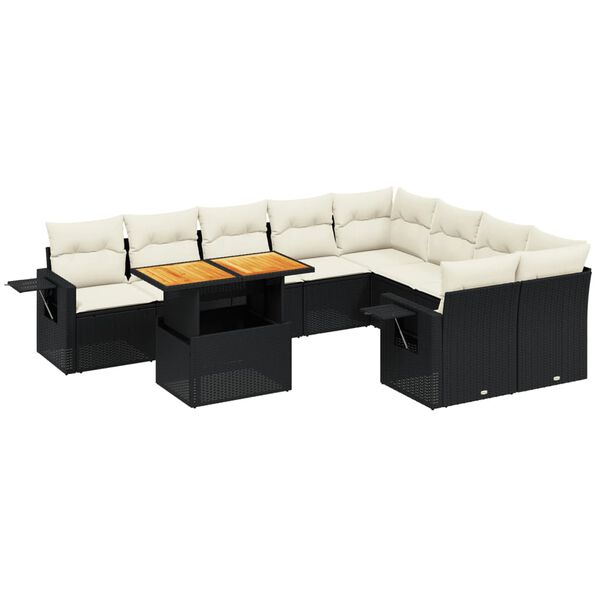 vidaXL Garden Sofa Set Black, Cream White