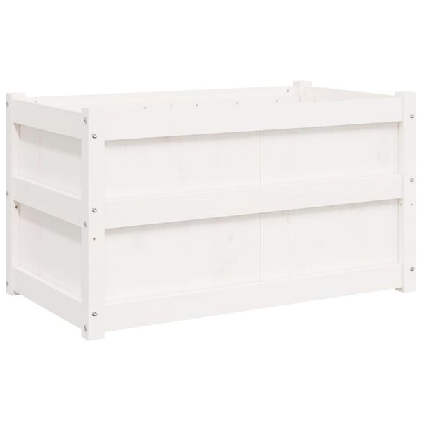 vidaXL Garden Planter White Solid pine wood 35.4x19.7x19.7 in