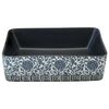 vidaXL Countertop Basin Black and Blue Rectangular 18.1x14.0x5.1" Ceramic