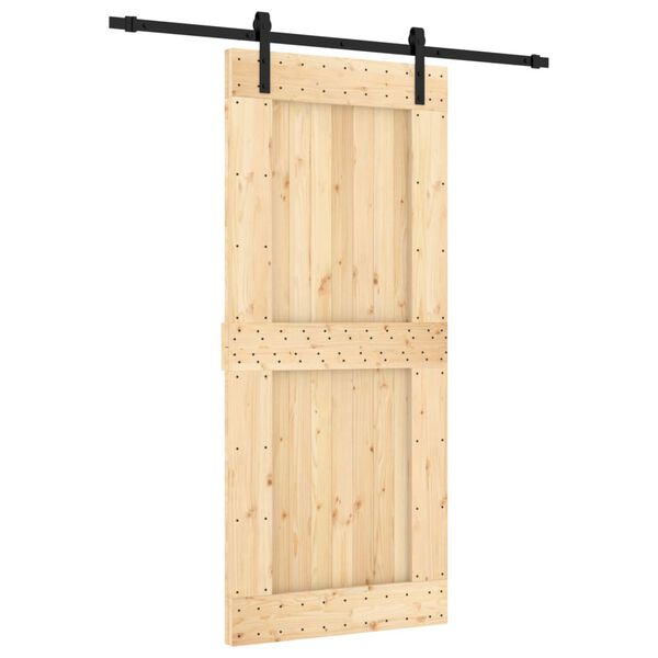 vidaXL Sliding Door with Hardware Set 35.4x82.7" Solid Wood Pine
