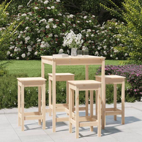 vidaXL Garden Bar Set Natural wood Solid pine wood Medium Minimalistic