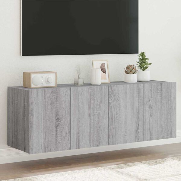 vidaXL TV Wall Cabinet Set of 2 Grey Sonoma Engineered Wood Medium
