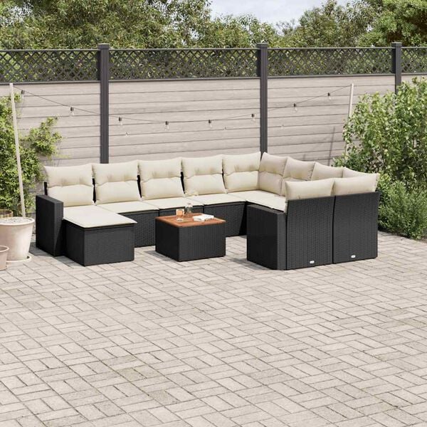 vidaXL Garden Sofa Set Black and Cream