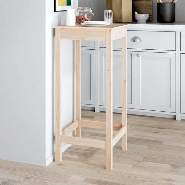 vidaXL Bar Table Natural Pine Solid Pine Wood Medium Durable Bar Table