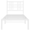 vidaXL Bed Frame White Powder-coated Steel Twin Rectangular Modern