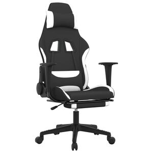 vidaXL Gaming Chair Black and white Polyester, metal, plywood, foam Medium