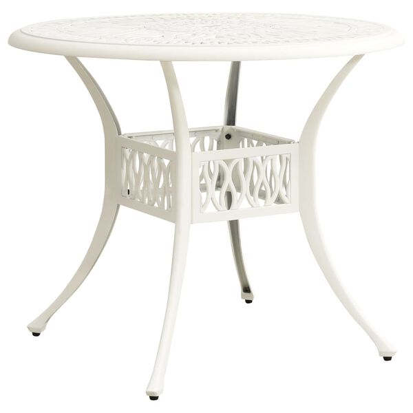 vidaXL Garden Table White Cast aluminum Medium Durable Garden Table