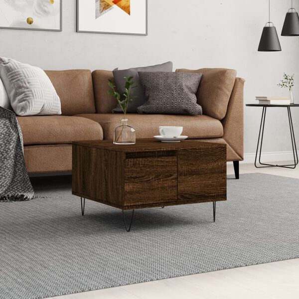 vidaXL Coffee Table Brown oak Engineered wood, metal Medium Coffee Table