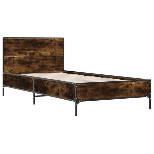vidaXL Bed Frame without Mattress Smoked Oak 75 x 74.8 "