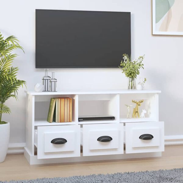 vidaXL TV Cabinet White Engineered wood Medium TV Cabinet Rectangular