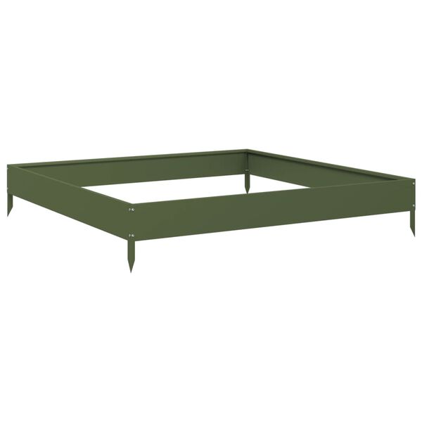 vidaXL Garden Raised Bed Olive green Steel 39.4 x 39.4 x 7.3 in Durable