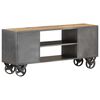 vidaXL TV Cabinet Natural wood with grey steel finish