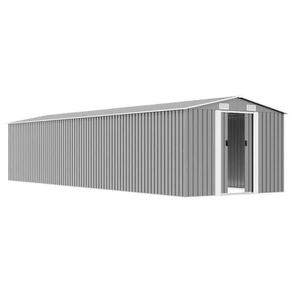 vidaXL Garden Shed Grey Galvanized Steel Large Durable Garden Shed