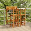 vidaXL Balcony Bar Set Brown Solid Acacia Wood Medium With Footrest
