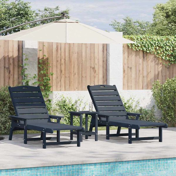vidaXL Sun Lounger 2 pcs Navy 76.97 x 20.87 x 38.78 in Polyethylene