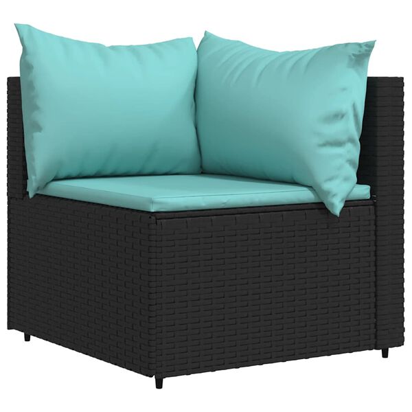 vidaXL Patio Lounge Set Black, Water blue