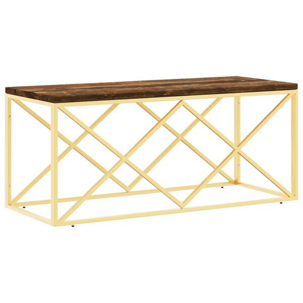 vidaXL Coffee Table Gold, Multicolor Stainless steel, Solid reclaimed wood