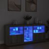vidaXL Sideboard with LED Lights Gray Sonoma 63.8"x14.6"x26.4"