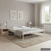 vidaXL Bed Frame White Powder-coated metal Double Durable Bed Frame