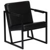 vidaXL Armchair Black Real leather and powder-coated steel Standard