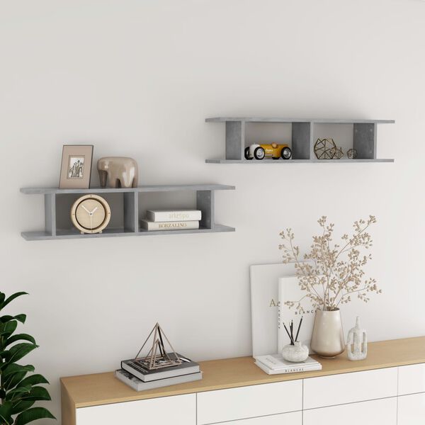 vidaXL Wall Shelf Set of 2 Concrete Grey Engineered Wood Medium