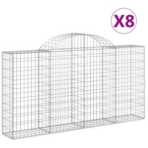 vidaXL Gabion Basket Set of 8 Silver Galvanized Iron Large
