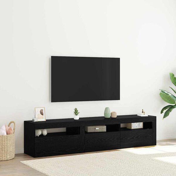 vidaXL TV Cabinet 2 pcs Black Oak 70.87 x 13.78 x 15.75 in