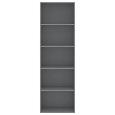 vidaXL 5-Tier Book Cabinet Gray 23.6"x11.8"x74.4" Engineered Wood