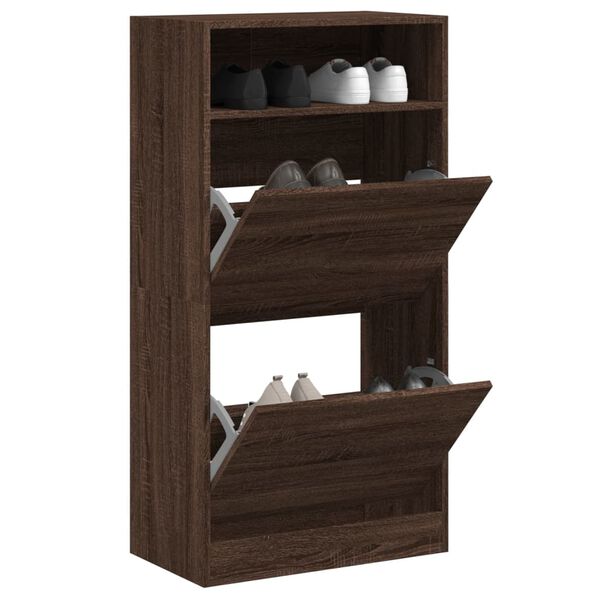 vidaXL Shoe Cabinet Brown Oak Engineered Wood Compact Shoe Cabinet