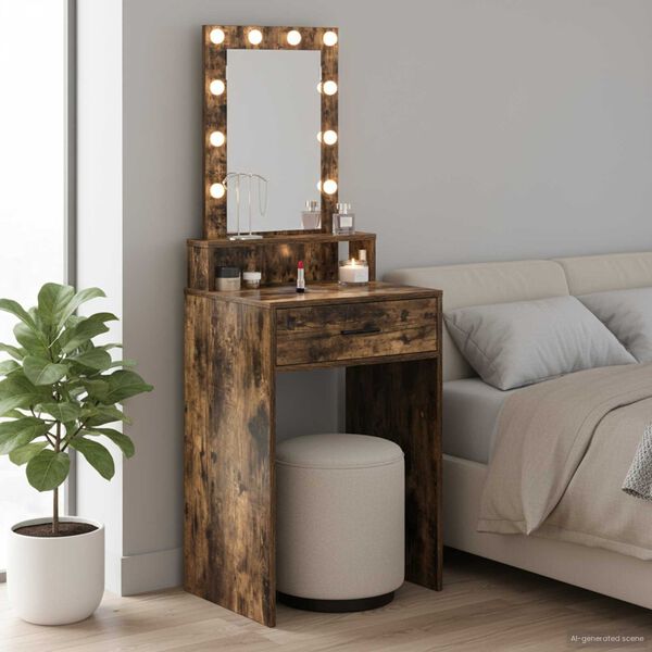 vidaXL Dressing Table Brown 19.69 x 16.14 x 55.12 in Engineered Wood